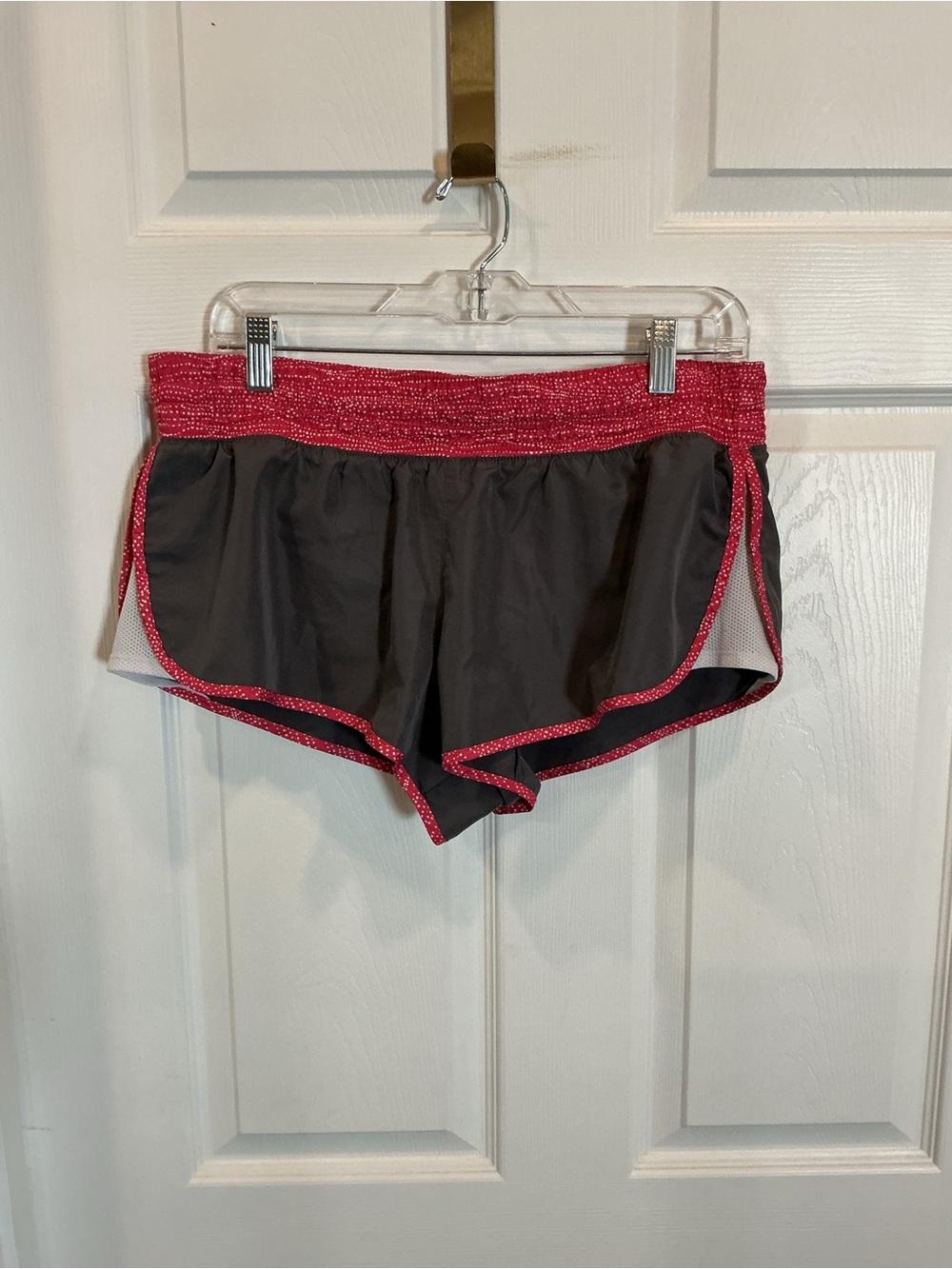 Women’s Gray Athletic Shorts with Pink Trim